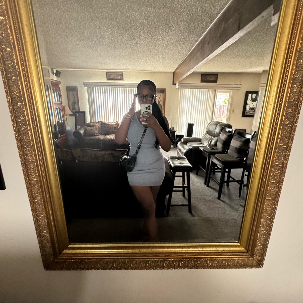 Baby blue mid length casual t shirt dress